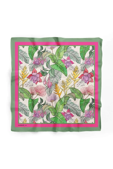 B116 TROPICAL FLOWERS BANDANA - Resim 2