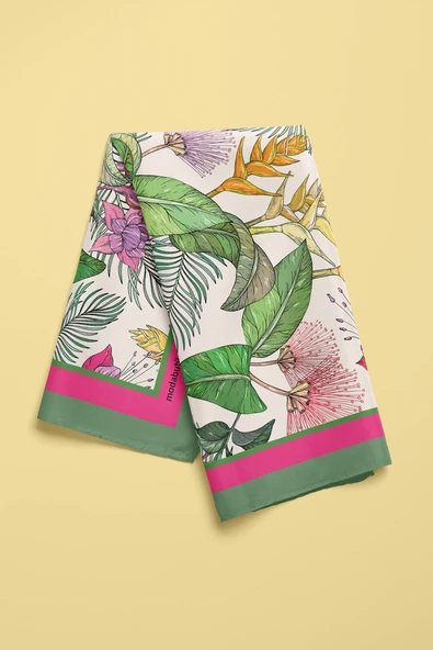 B116 TROPICAL FLOWERS BANDANA - Resim 3