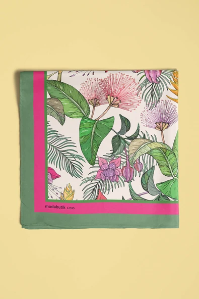 B116 TROPICAL FLOWERS BANDANA - Resim 4