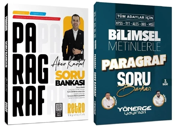 Retro + Yönerge 2026 KPSS ALES DGS TYT AYT Bilimsel Metinlerle Paragraf Soru Bankası 2 li Set - Aker Kartal Retro + Yönerge Yayıncılık ürün görseli 1