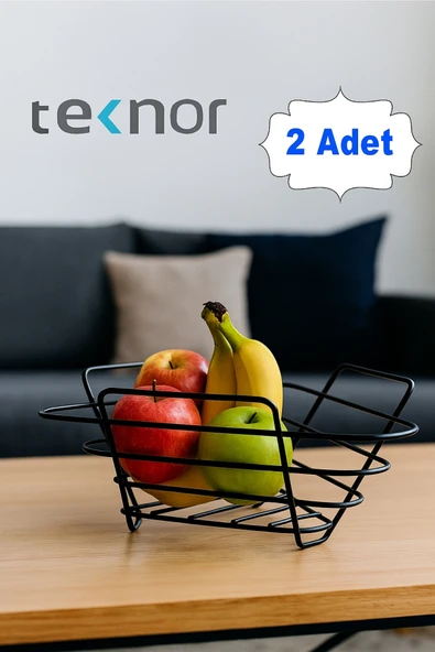 2'li Üçgen Sepet, Meyve Sepeti, Ekmek Sepeti, Modern Tel Sepet ürün görseli 1