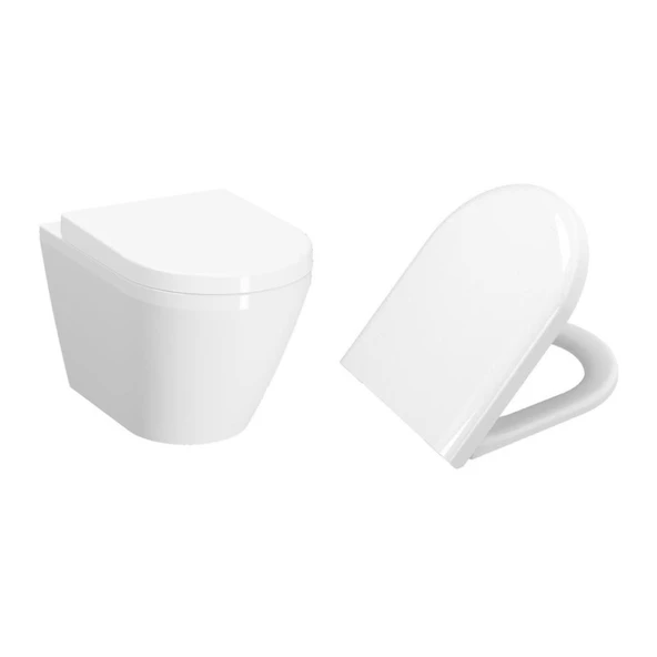 VitrA İntegra Kanalsız Asma Klozet (Yanları Kapalı) + VitrA Yavaş Kapak 7041L003-0090 ürün görseli 1