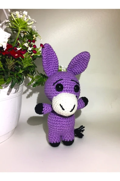 Amigurumi Renkli Miniklerden Sevimli Eşek Sağlıklı Oyuncak El Örgüsü ürün görseli 1