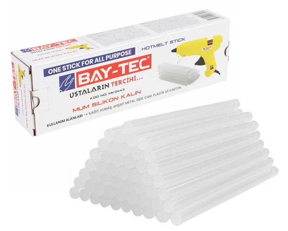 MK0443 Mum Silikon Çubuk Şeffaf Kalın 11.3x300mm 1 KG Ambalaj ürün görseli 1