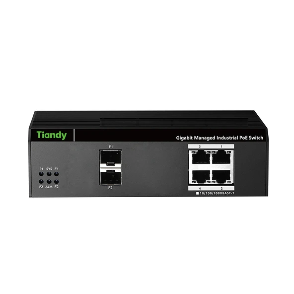 Tiandy PS-END1004G-2SFP 4-Port Gigabit Yönetilebilir Endüstriyel PoE Switch ürün görseli 1