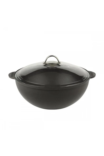 YUVARLAK KAZAN / TENCERE - ÇAP(Ø)30 CM.  6LT. CAM KAPAKLI ürün görseli 1