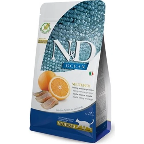 ND Ocean Tahılsız Ringa Balığı Ve Portakallı Kısır Kedi Maması 5 Kg ürün görseli 1