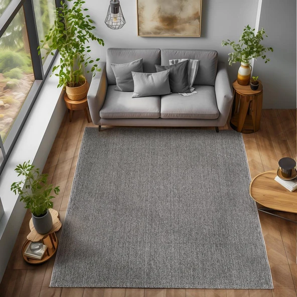 Yumuşak Bukleli Sisal Jüt Salon Oturma Odası Gri Renkli Halı ürün görseli 1