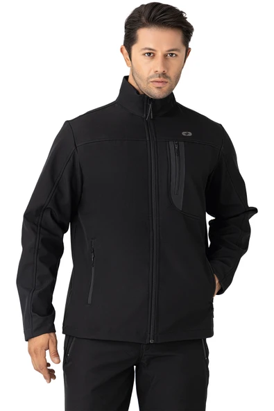 Crozwise Siyah Erkek Su Geçirmez Softshell Outdoor Mont / Ceket - 5039-10 ürün görseli 1