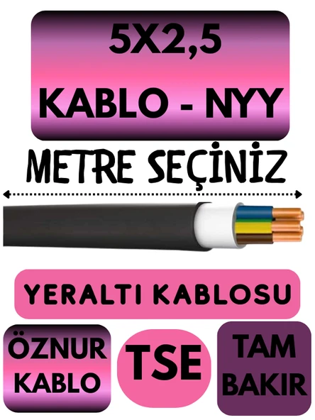 Öznur 5X2,5 NYY (Yeraltı Kablosu) Metre Seçenekli ürün görseli 1