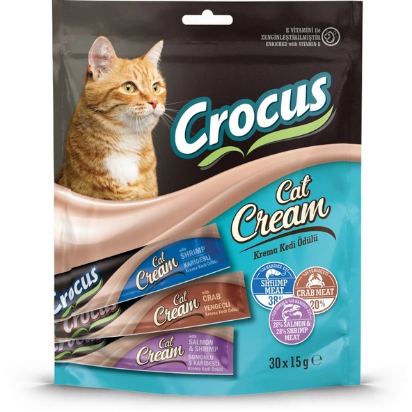 Crocus Çoklu Somon Karides & Karides & Yengeç Kedi Ödülü 30x15gr   Skt:05/2028 ürün görseli 1