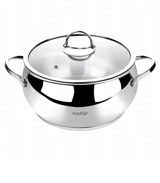Nehir silver 24 cm derin tencere - paslanmaz çelik tencere ürün görseli 1