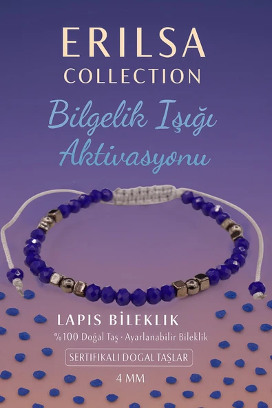 Sertifikalı Bilgelik Işığı Aktivasyonu Enerji Bilekliği – Lapis Lazuli Doğal Taşı (İnce Model) ürün görseli 1