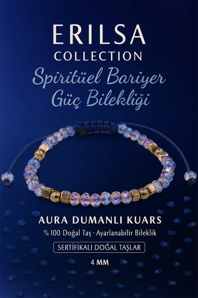 Sertifikalı Spiritüel Bariyer ve Enerji Güçlendirme Bilekliği - Aura Dumanlı Kuvars ve Terahertz ürün görseli 1