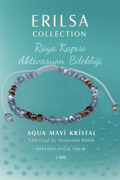 Sertifikalı Rüya Kapısı Aktivasyon Enerji Bilekliği -  Aqua Mavi Kristal ve Terahertz Taşı ürün görseli 1