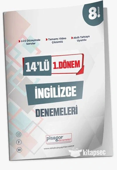 Pisagor 8.Sınıf İngilizce 14 Lü Denemeleri 1.Dönem ürün görseli 1