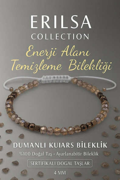 Sertifikalı Enerji Alanı Temizleme ve Arındırma Bilekliği - Dumanlı Kuvars - Terahertz Taşı ürün görseli 1