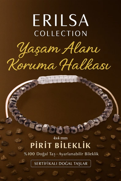 Sertifikalı Yaşam Alanı Koruma Halkası Negatif Enerji Kalkanı Bilekliği -  Pirit ve Terahertz Taşı ürün görseli 1