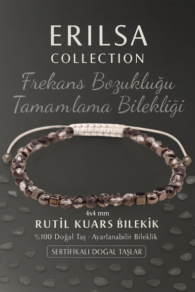Sertifikalı Frekans Bozukluğu Tamamlama Ruhsal Denge Bilekliği -  Rutil Kuvars Taşı Kristali ürün görseli 1