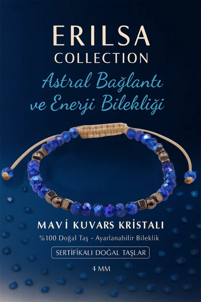 Sertifikalı Astral Bağlantı ve Enerji Bilekliği – Mavi Kuvars Kristali (İnce Model) ürün görseli 1