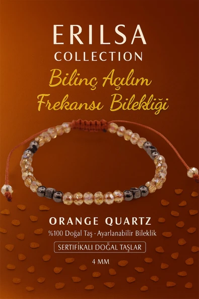 aSertifikalı Bilinç Açılım Frekansı Enerji Bilekliği – Orange Quartz Doğal Taşı (İnce Model) ürün görseli 1