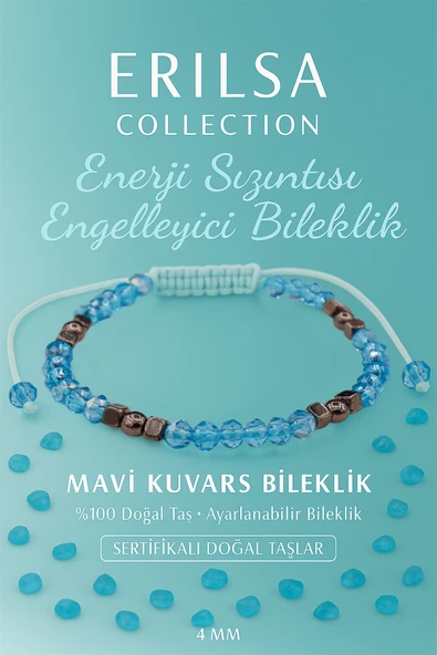 Sertifikalı Enerji Sızıntısı Engelleyici Aura Kalkanı Bilekliği - Mavi Kuvars Taşı ürün görseli 1