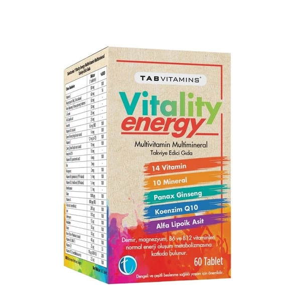 Tabvitamins Vitality Energy 60 Tablet ürün görseli 1