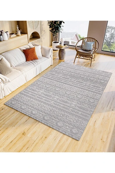 Modern Tasarımlı Jüt Dokuma Loop Sisal Gri Renk Halı ürün görseli 1