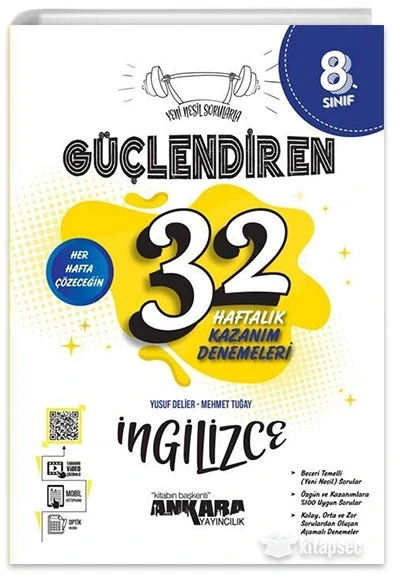 Ankara 8. Sınıf İngilizce Güçlendi̇Ren 32 Haftalik Kazanim Denemeleri̇ ürün görseli 1