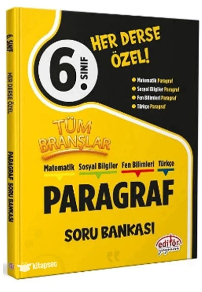Editör 6. Sınıf Tüm Branlar Paragraf Soru Bankası ürün görseli 1