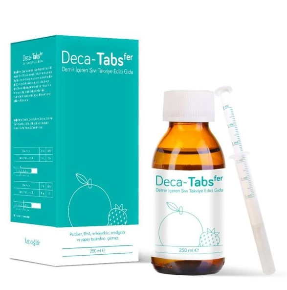 Deca-Tabs FER Şurup 250ml (Demir içeren Sıvı Takviye Edici Gıda) ürün görseli 1