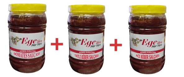 Domates Salçası 1 kg + Tatlı Biber Salçası 1 kg. + Acı Biber Salçası 1 Kg. Üç Lezzet Bir Arada ürün görseli 1