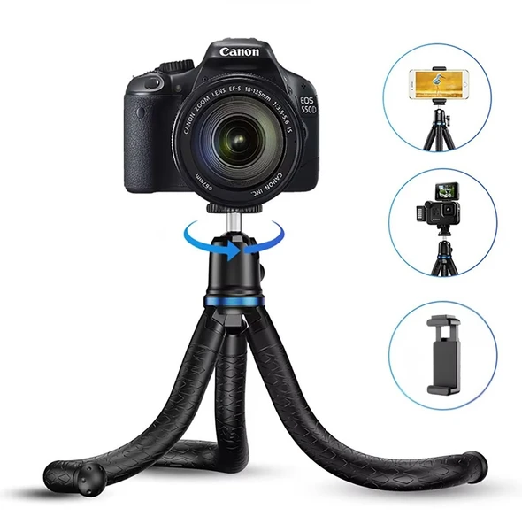 Apexel Profesyonel 30cm Esnek Ahtapot Tripod ve Vlog Kiti Telefon Tutucu Gopro Dslr Uyumlu APL-JJ10 ürün görseli 1
