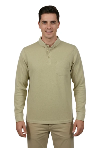 Erkek Gömlek Yaka Jakarlı Cepli Regular Fit Sweatshirt BGL-ST04957 ürün görseli 1
