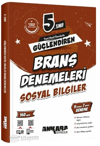 5. Sınıf Sosyal Bilgiler Güçklendiren Branş Denemeleri Ankara Yayın ürün görseli 1
