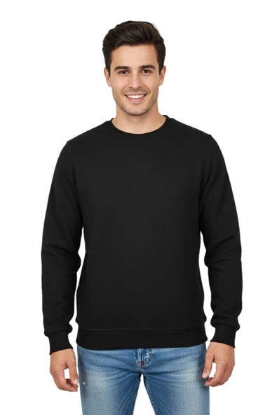 Erkek Sıfır Yaka Petek Doku Regular Fit Sweatshirt BGL-ST04950 ürün görseli 1