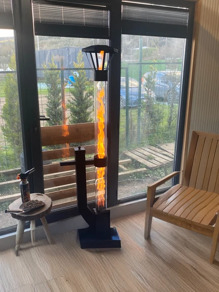 Dumansız Füze Roket Pelet Sobası Tekerli  170 Cm Uzunluk ürün görseli 1