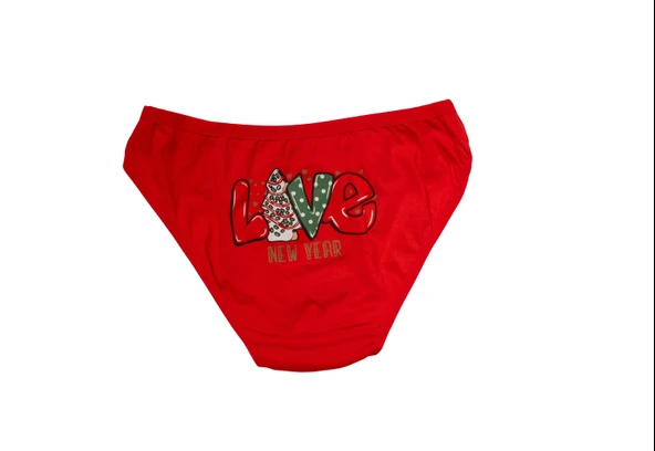 Arias Closet Kırmızı Yılbaşı Desenli Love New Year Pamuklu Külot ürün görseli 1