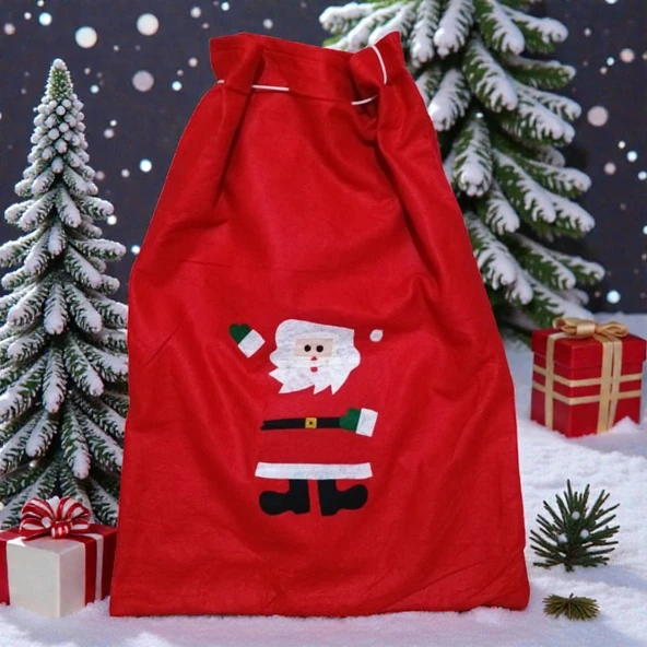 SANTA CLAUS GİFT SACK 70X50 CM NOEL BABA HEDİYE ÇUVALI BÜYÜK BOY NOEL BABA ÇUVALI YILBAŞI SÜSLERİ ürün görseli 1