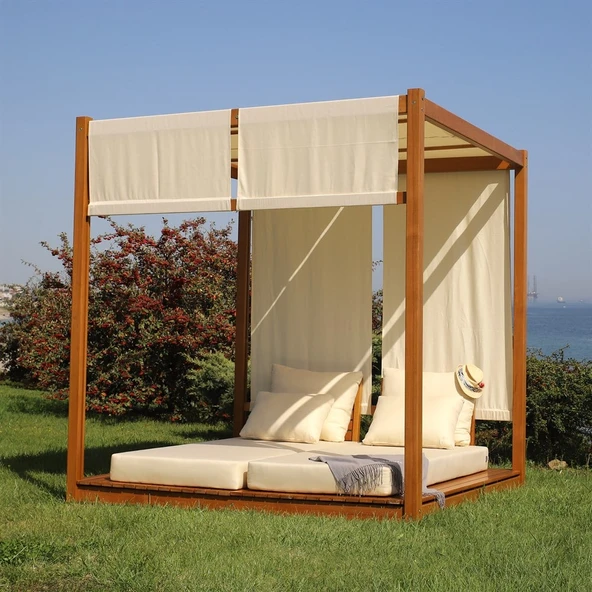 Bahçeme Efes Ahşap Bahçe Yatağı - Lüks Daybed Set ürün görseli 1