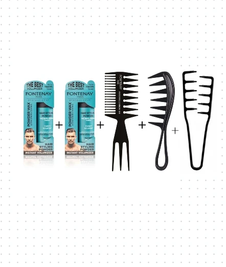 Fontenay Saç Toz Wax Matt Effect Mavi 20gr X2+Şekil Tarak X2+Mucizevi Tarak 5'Li Set ürün görseli 1