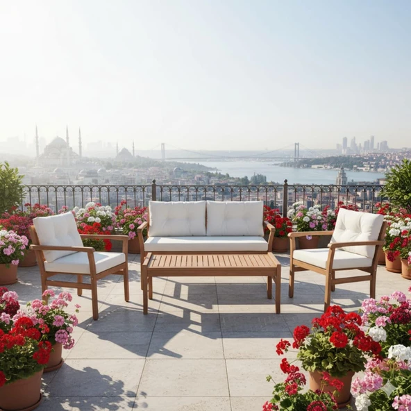 Bahçeme Bodrum ve Paris Set İçin Minder Takımı - Zor Kirlenen Su İtici Kumaş, 1.Kalite Sünger ürün görseli 1