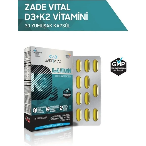Zade Vital D3+K2 (MK7) Vitamini - Doğal İçerikli, Bağışıklık Destekleyici Yumuşak Kapsül, 30 Adet ürün görseli 1