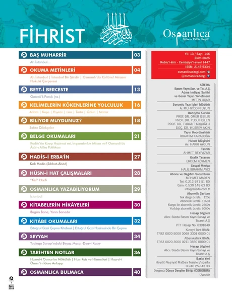 Ekim 2025 Osmanlıca Dergisi - Resim 2