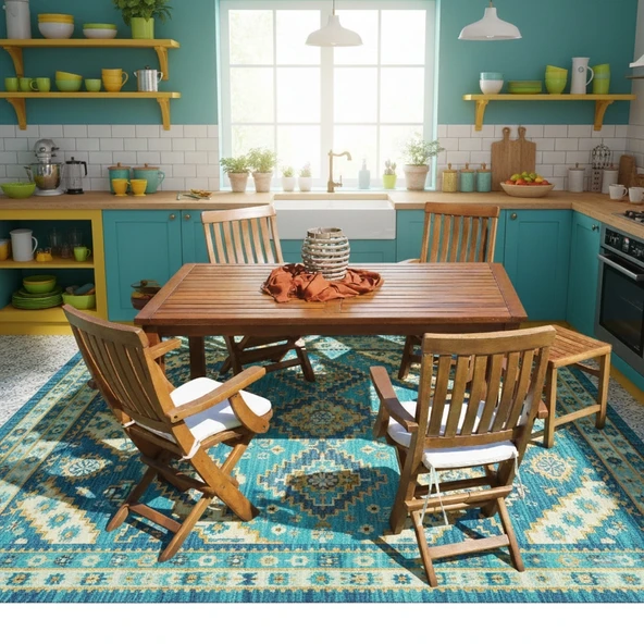 Bahçeme Muğla LX Ahşap Bahçe Balkon Seti: 90x160 Sabit Masa + 4 Katlanır Sandalye ürün görseli 1