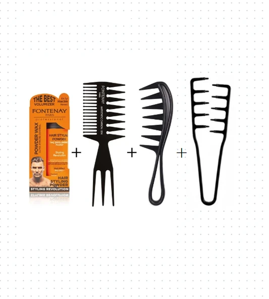 Fontenay Saç Şekillendirici Toz Wax Ultra Strong Turuncu 20gr+Şekil Tarak X2+Mucizevi Tarak 4'Lü Set ürün görseli 1