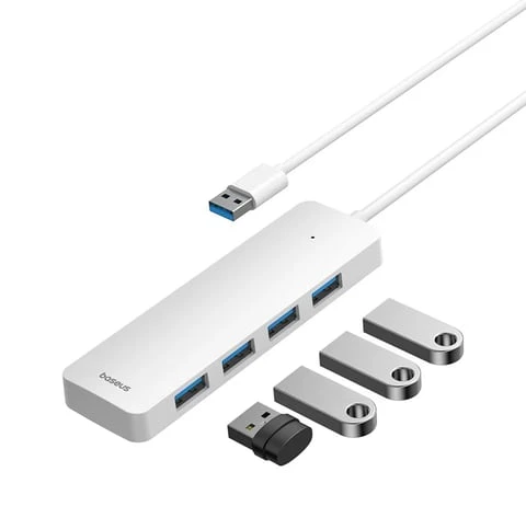 BASEUS UltraJoy Series 4 in 1 4 Port USB-A to USB 3.0x4 HUB Lite 50cm Küme Moon White B0005280B211-02 ürün görseli 1