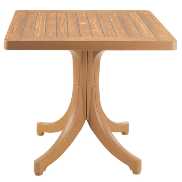Papatya Diva Plastik Masa - 80x80 Kare Bahçe Balkon Masası -Teak & Ahşap Dekor ürün görseli 1