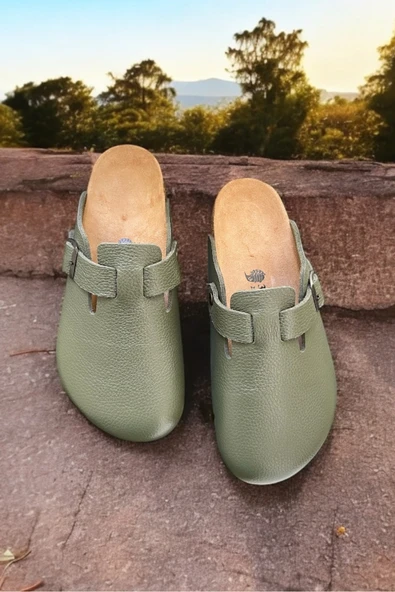 Land of Cork Hakiki Deri Unisex Kapalı Terlik – Doğal Mantar Tabanlı, Anatomik, Silinebilir Deri ürün görseli 1
