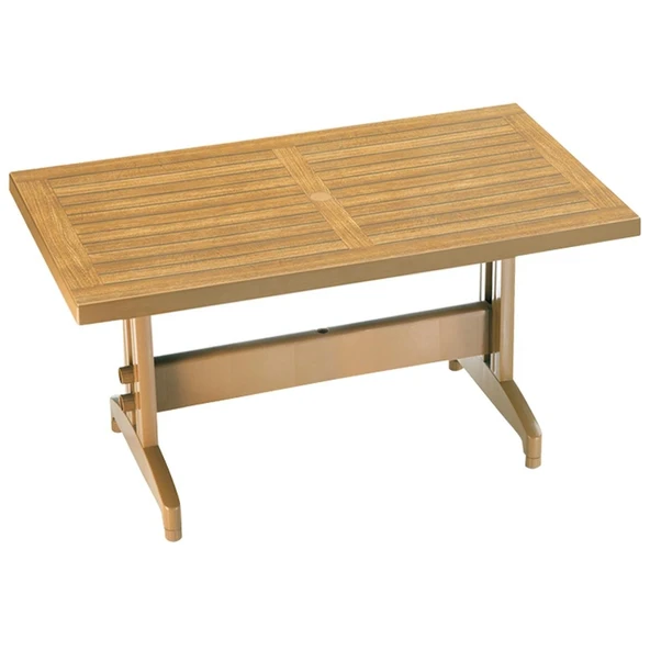 Papatya Diva Plastik Masa - 80x140 Bahçe Balkon Masası -Teak & Ahşap Dekor ürün görseli 1